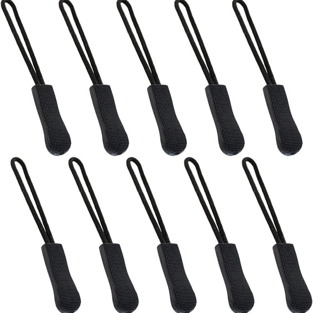 Zipper Pulls- Bskifnn 10pcs Black Nylon Cord Zipper Pulls Fits/Zipper Fixer with